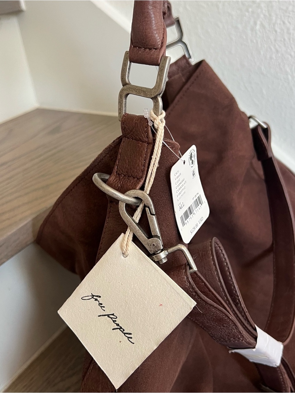 Free People Suzie Suede Slouchy Tote Bag in Espresso Brown NWT - Picture 6 of 10